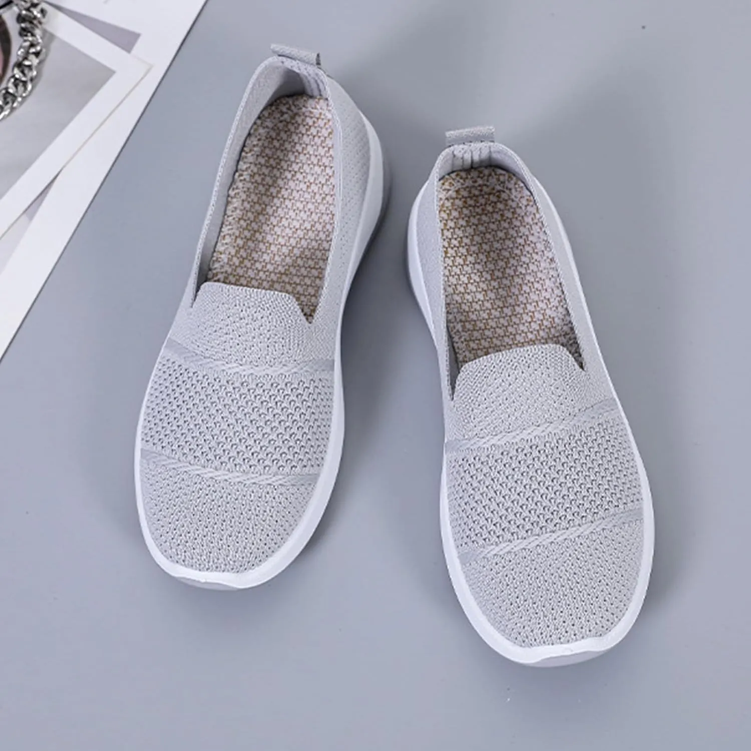 Womens Hollow Out Walking Shoes Non-Slip Adjustable Breathable Walking Shoe Comfortable Casual Athletic Sneakers Barefoot Casual Nurse Shoes Buffer Fitness Nursing Orthopedic Sneaker