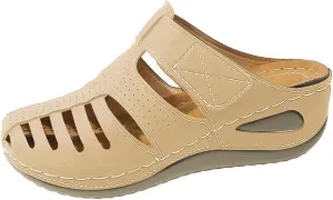 Womens Mules Shoes Dressy Summer Closed Toe Orthopedic Sandals Casual Wedge Slip On Arch Support Sandals