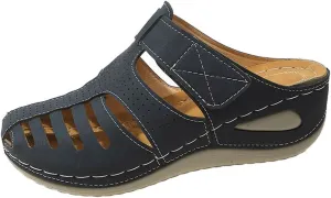 Womens Mules Shoes Dressy Summer Closed Toe Orthopedic Sandals Casual Wedge Slip On Arch Support Sandals