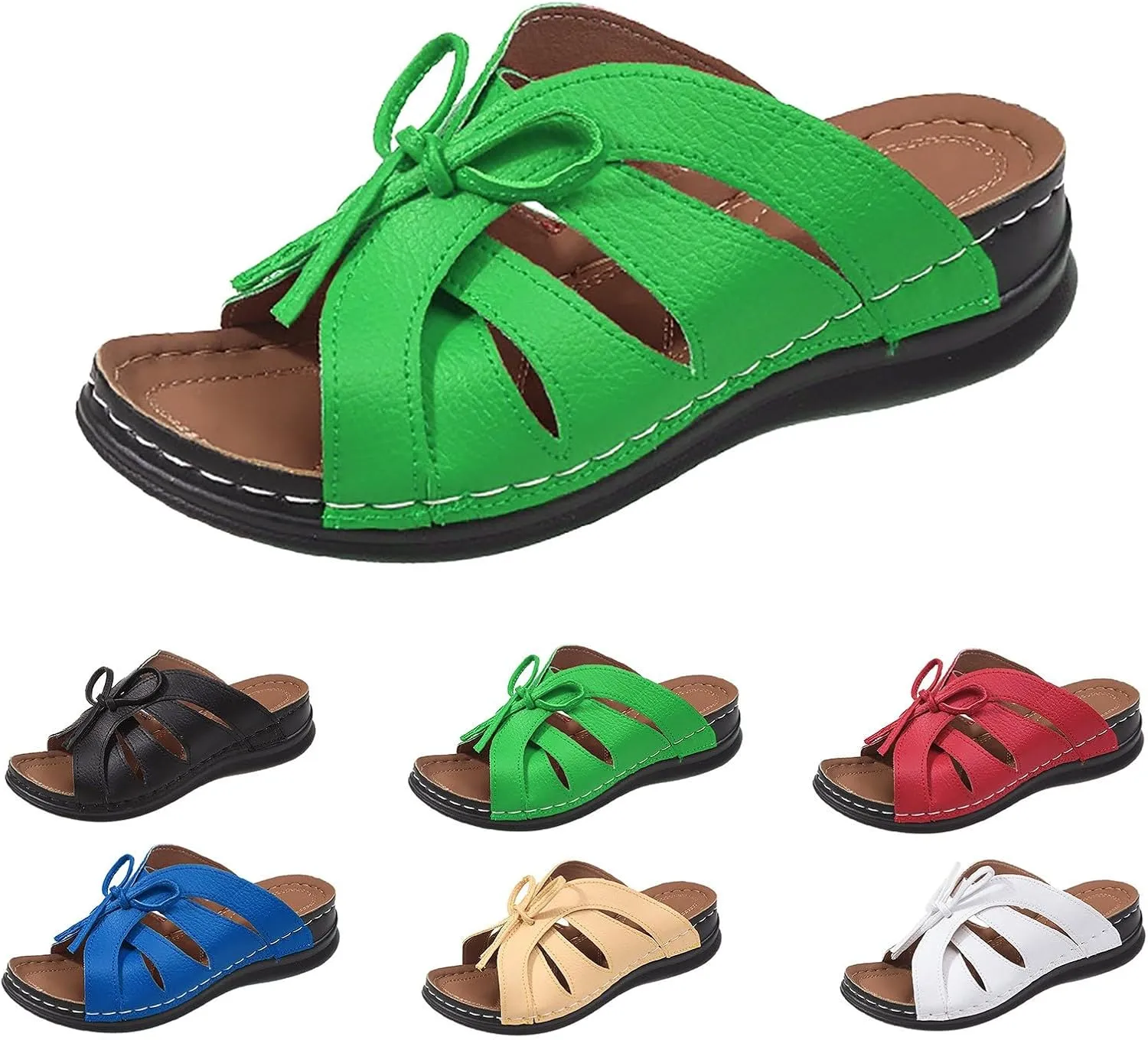 Women's Non Slip Slippers Classic Wedge Heels Sandals Arch Support Sandals Comfortable Slides Sandals