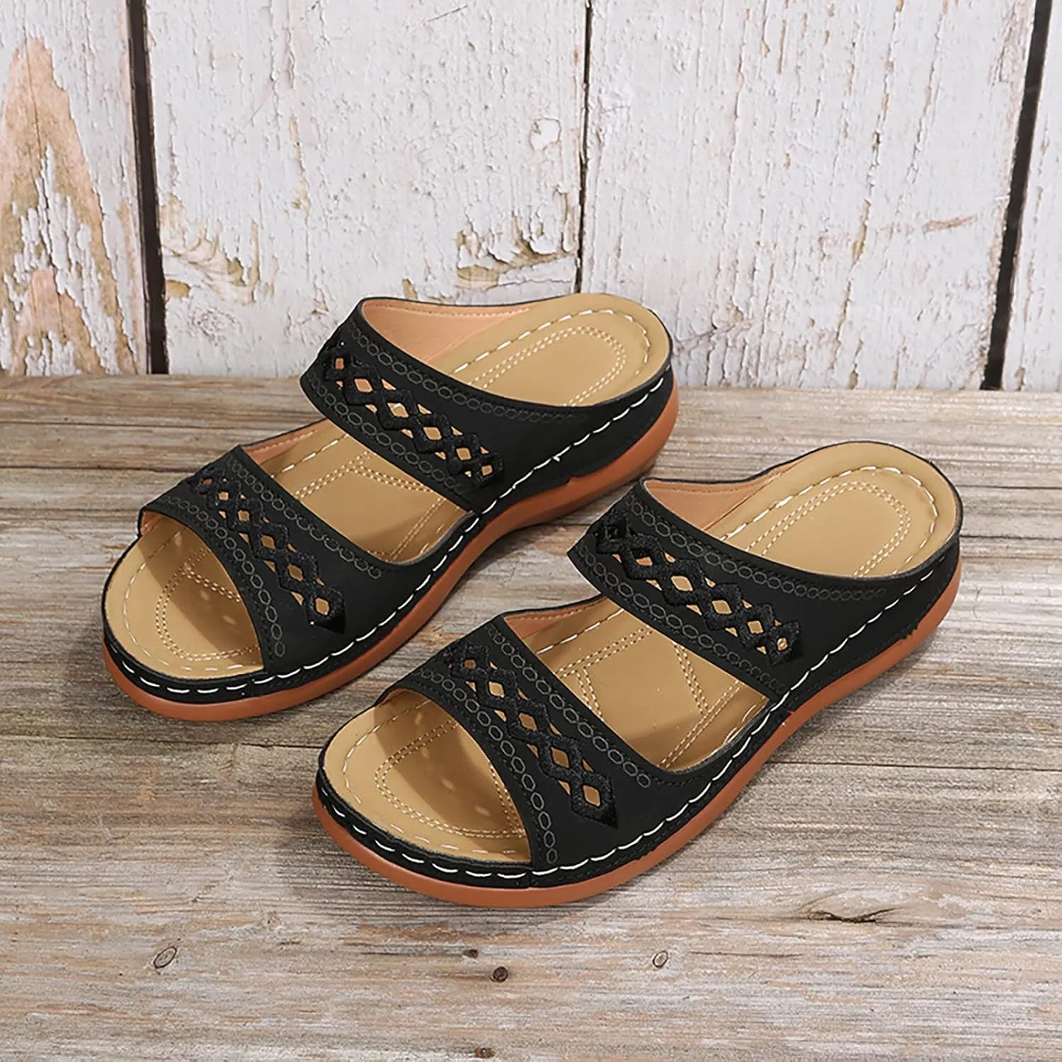 Womens Orthotic Hiking Sandals Arch Support Adjustable Straps Outdoor Walking Shoes Thick Cushion Plantar Fasciitis Relief Summer