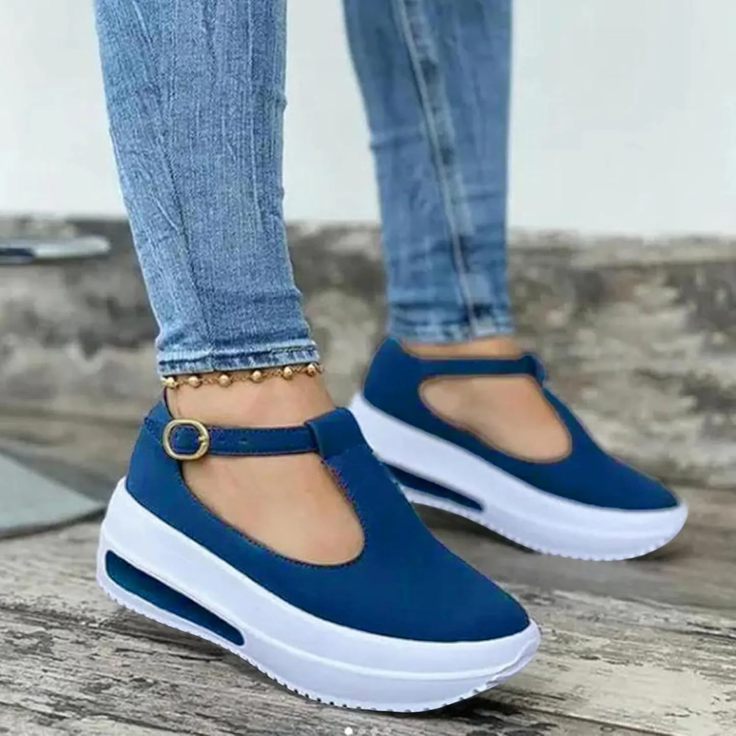 Women's Platform Sandals Casual Slip on Walking Platform Sneakers, Adjustable Walking Arch Support Sandals
