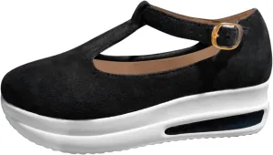 Women's Platform Sandals Casual Slip on Walking Platform Sneakers, Adjustable Walking Arch Support Sandals