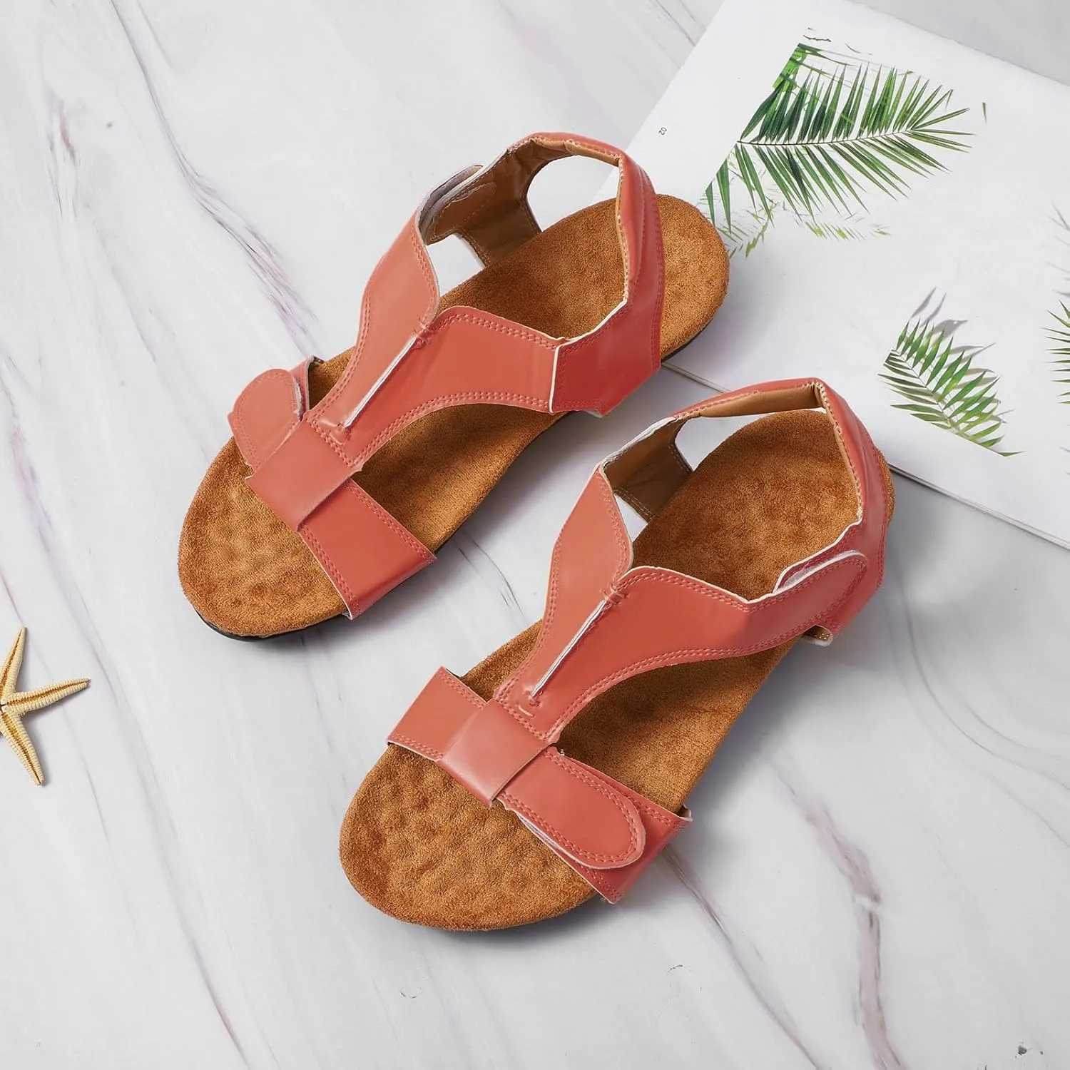 Womens Platform Wedge Sandals With Arch Support Lightweight Foam Slides Adjustable Buckle Summer Beach Casual Comfortable Walking Shoes Orthopedic Shoes for Women
