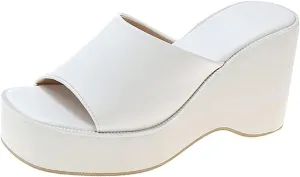 Women's Platform Wedge Slip On Sandals Comfortable Memory Foam Slippers Flat Slope Heel Sandals