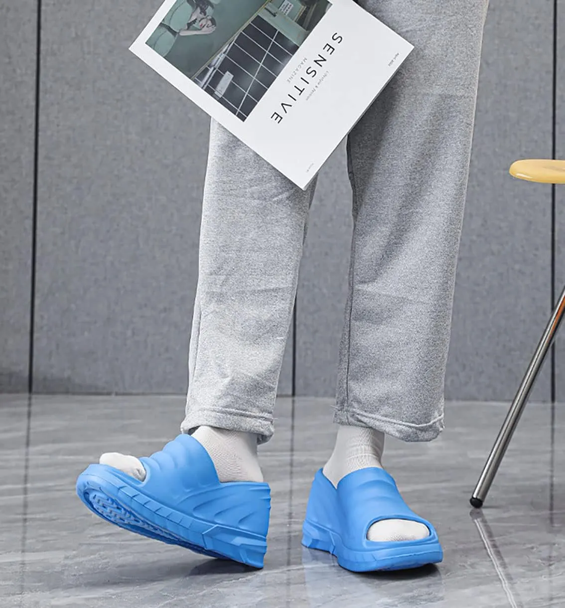 Women's Platform Wedge Slip On Sandals Comfortable Memory Foam Slippers Flat Slope Heel Sandals