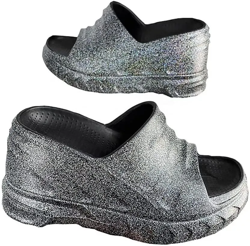 Women's Platform Wedge Slip On Sandals Comfortable Memory Foam Slippers Flat Slope Heel Sandals