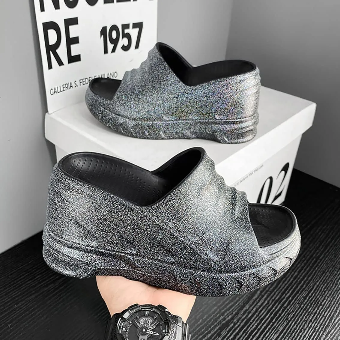 Women's Platform Wedge Slip On Sandals Comfortable Memory Foam Slippers Flat Slope Heel Sandals