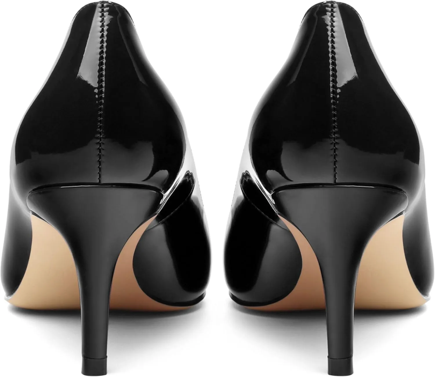 Women's Pumps, Trendy Patent Dress Work Wedding Pointed Toe Slip On Stiletto Mid Heel Pumps Shoes 2.55 Inch