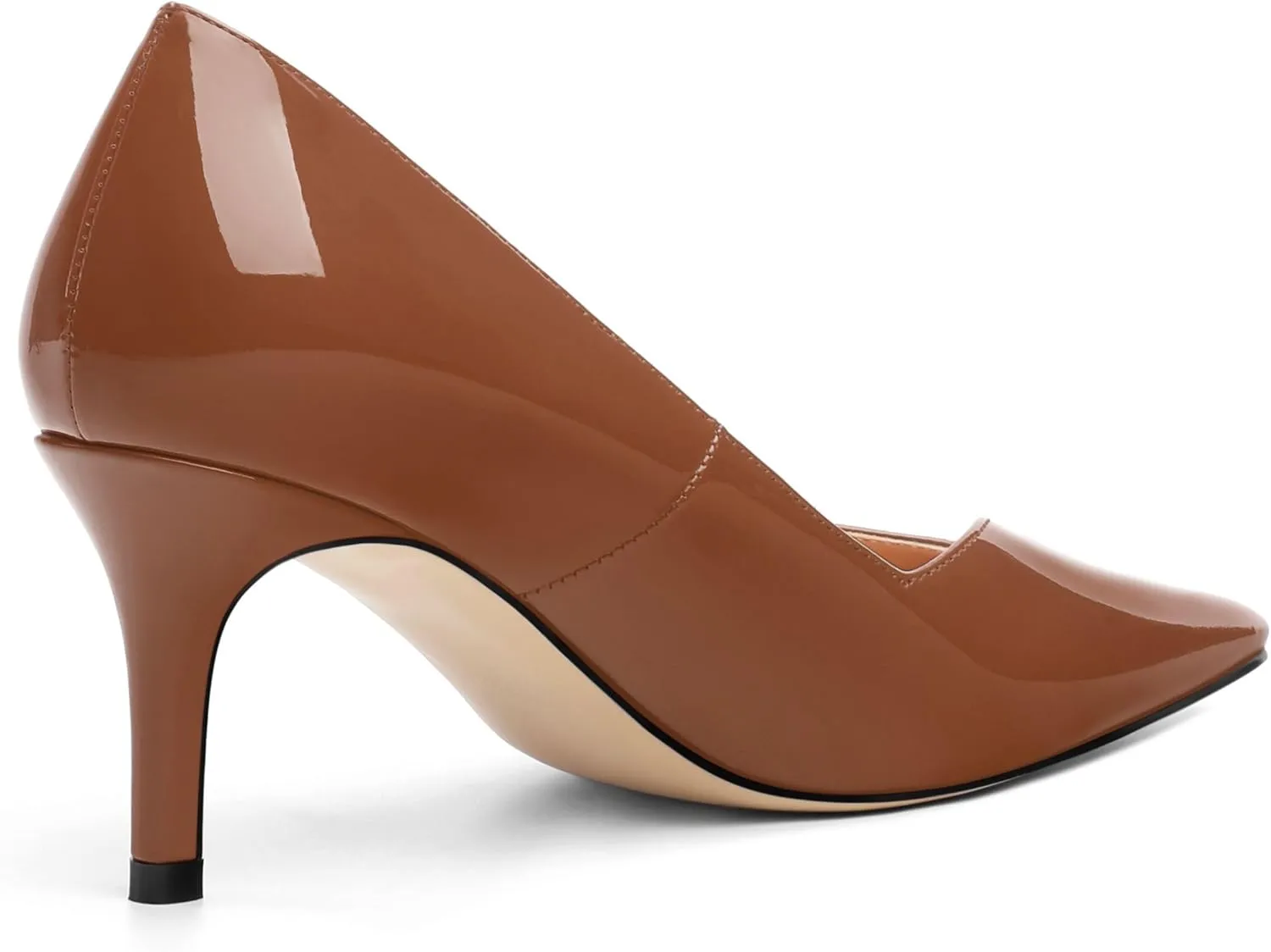 Women's Pumps, Trendy Patent Dress Work Wedding Pointed Toe Slip On Stiletto Mid Heel Pumps Shoes 2.55 Inch