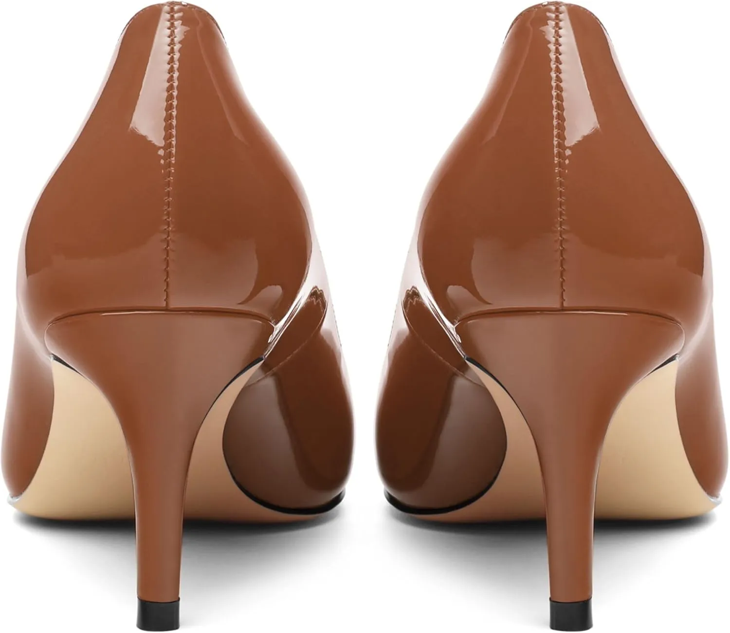 Women's Pumps, Trendy Patent Dress Work Wedding Pointed Toe Slip On Stiletto Mid Heel Pumps Shoes 2.55 Inch
