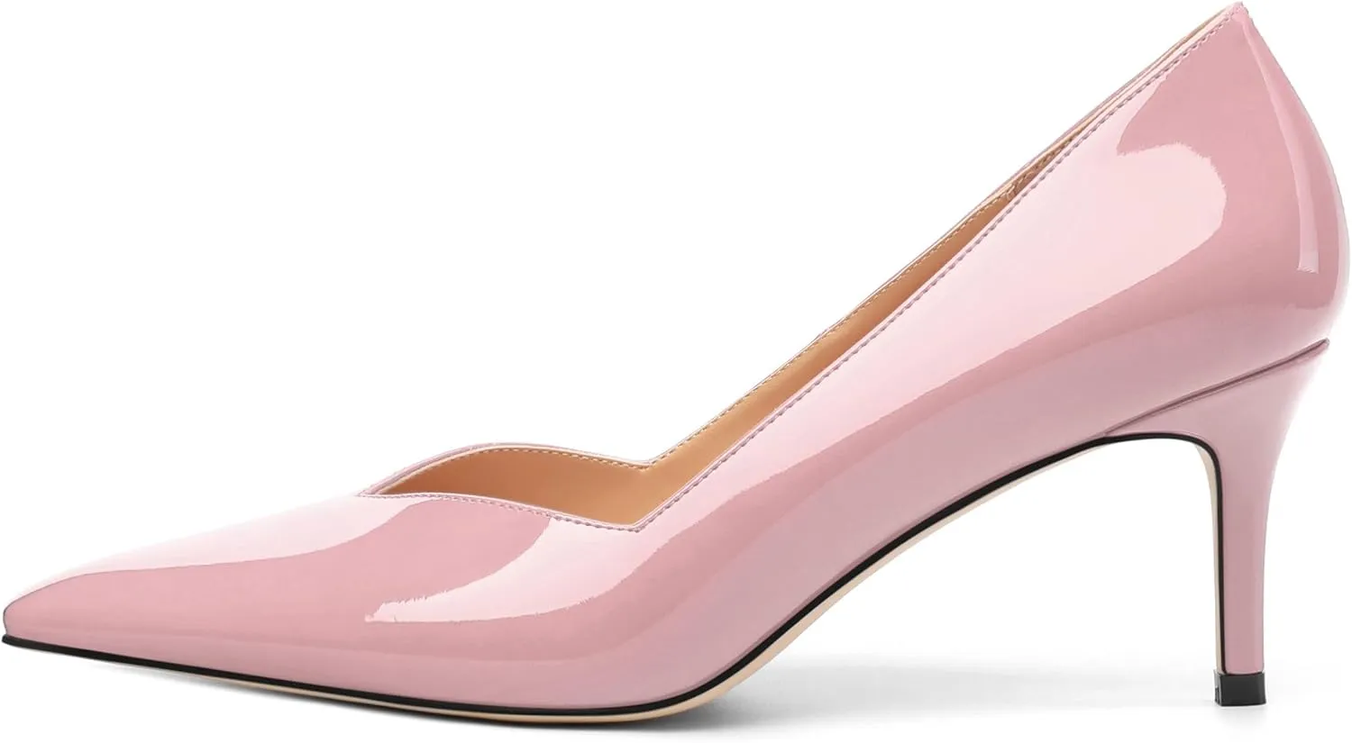 Women's Pumps, Trendy Patent Dress Work Wedding Pointed Toe Slip On Stiletto Mid Heel Pumps Shoes 2.55 Inch