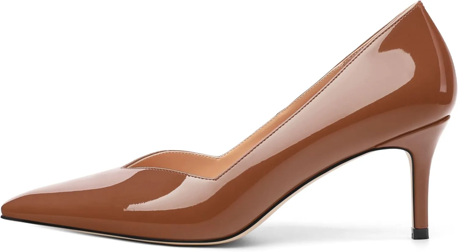 Women's Pumps, Trendy Patent Dress Work Wedding Pointed Toe Slip On Stiletto Mid Heel Pumps Shoes 2.55 Inch