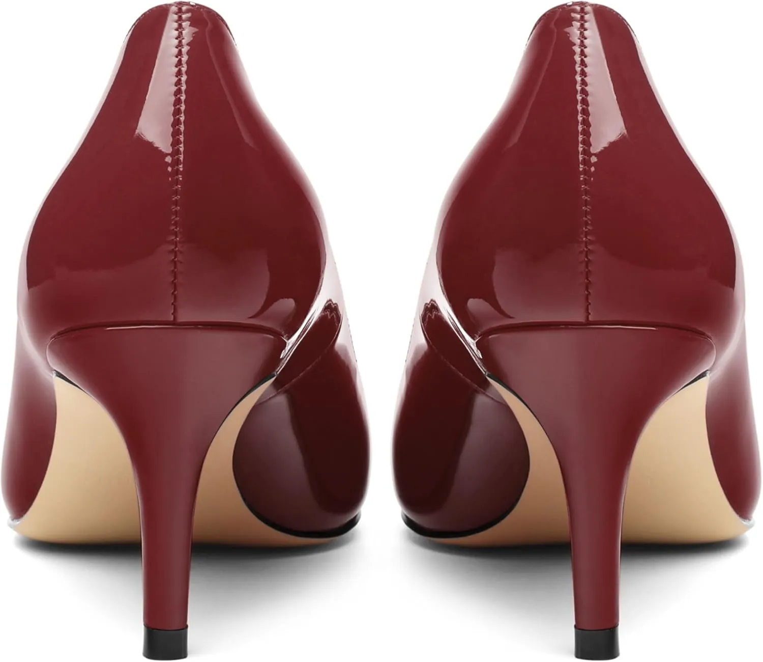 Women's Pumps, Trendy Patent Dress Work Wedding Pointed Toe Slip On Stiletto Mid Heel Pumps Shoes 2.55 Inch