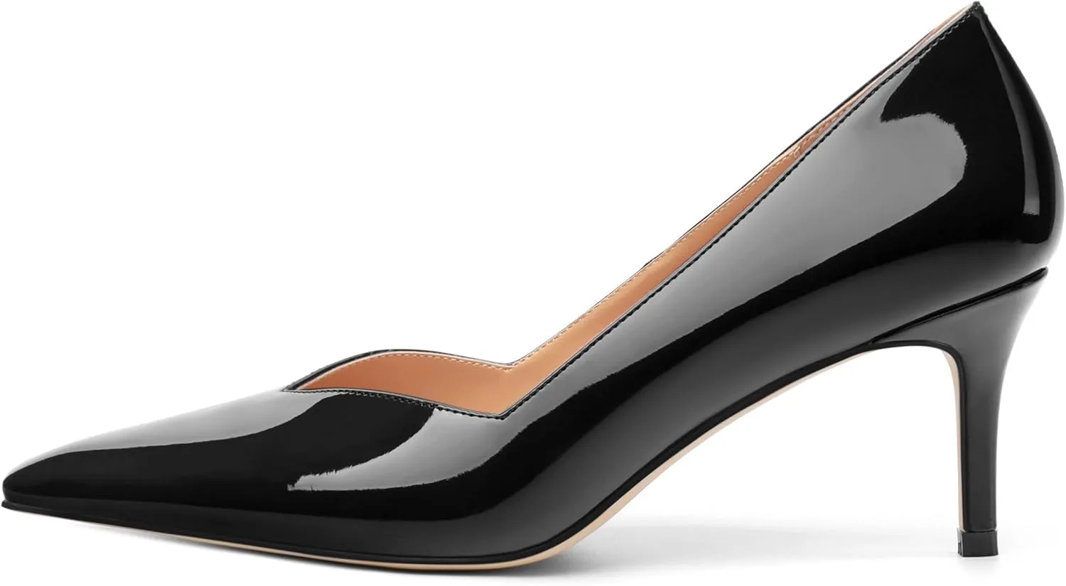 Women's Pumps, Trendy Patent Dress Work Wedding Pointed Toe Slip On Stiletto Mid Heel Pumps Shoes 2.55 Inch