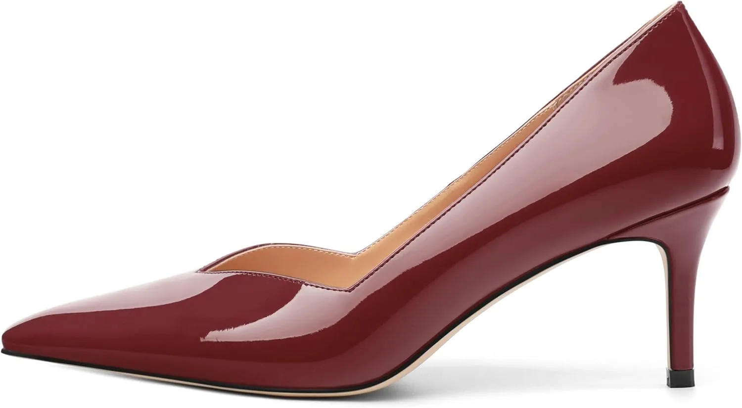 Women's Pumps, Trendy Patent Dress Work Wedding Pointed Toe Slip On Stiletto Mid Heel Pumps Shoes 2.55 Inch