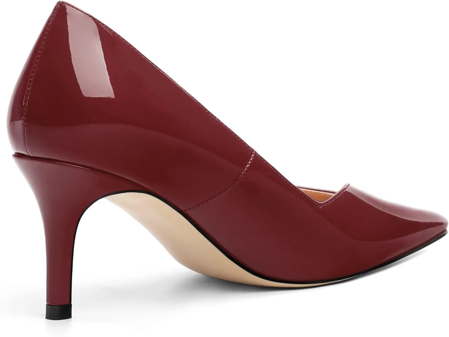 Women's Pumps, Trendy Patent Dress Work Wedding Pointed Toe Slip On Stiletto Mid Heel Pumps Shoes 2.55 Inch