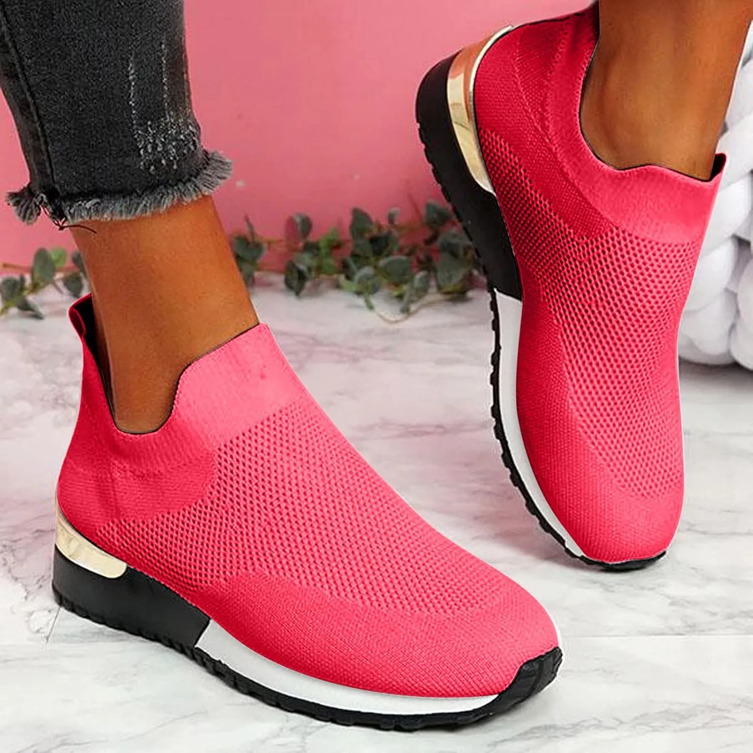 Womens Running Shoes Zapatos OrtopéDicos para Mujer Con Pie Plano Black Wedge Sneakers for Women Dressy Womens Tennis Shoes 7.5 Slip On Women's Slip On Shoes Size 7 Wide