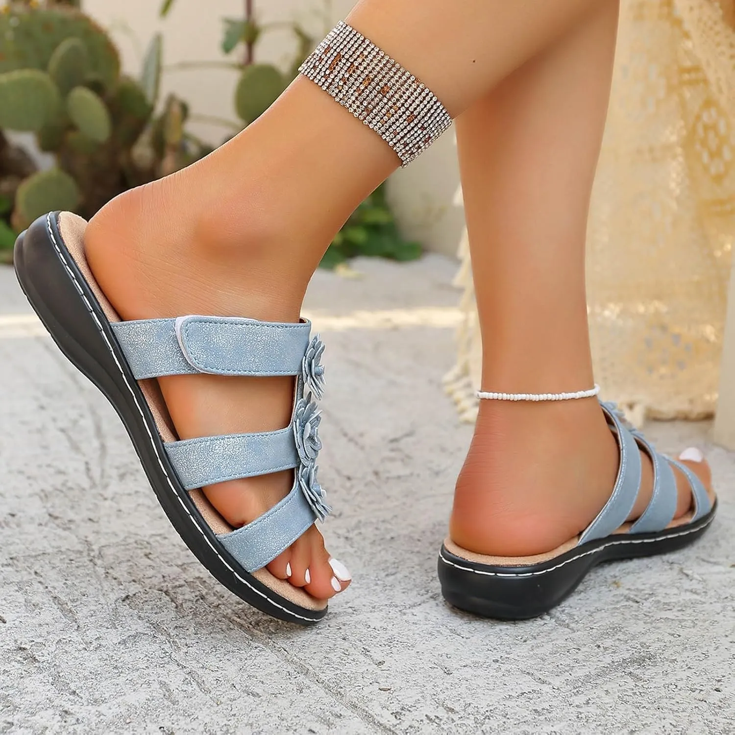 Women's Sandal Womens Memory Foam Slippers Open Toed