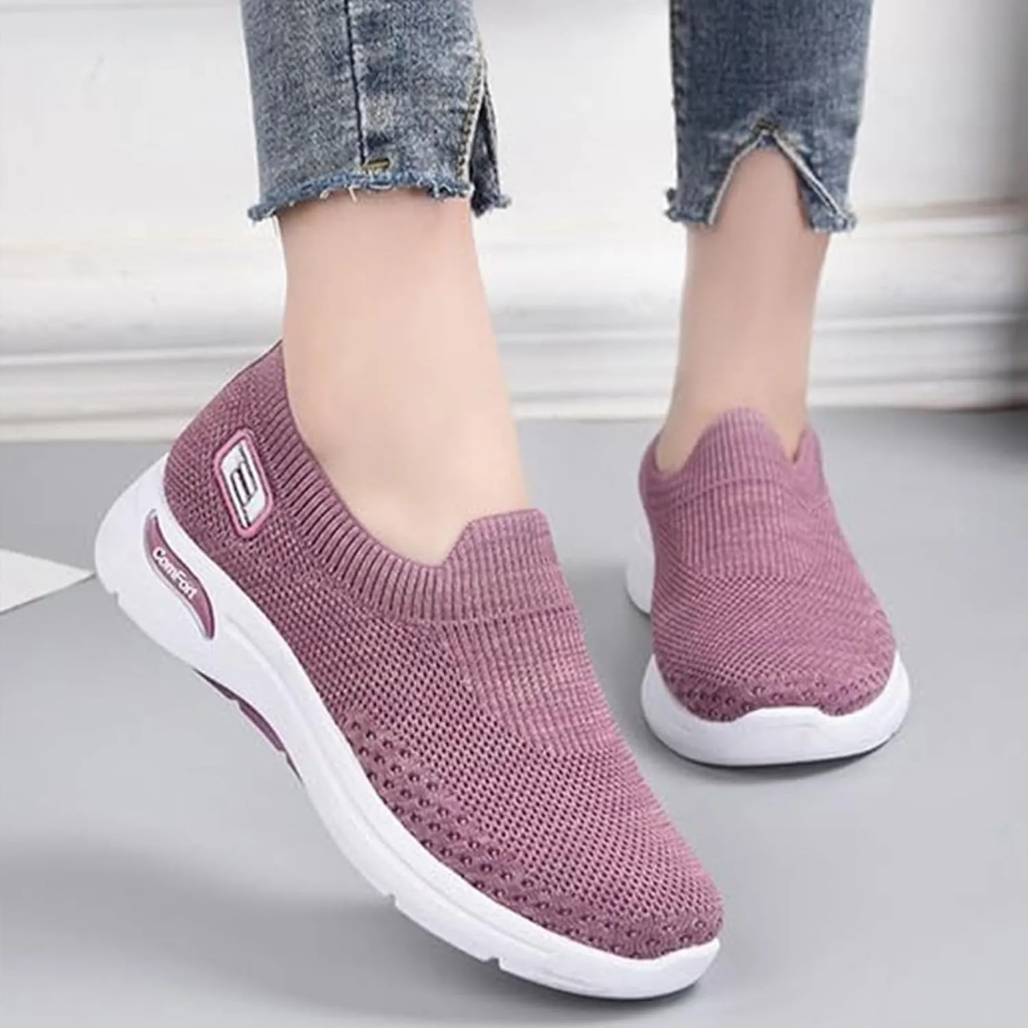 Womens Slip On Running Shoes Gym Workout Shoes Fashion Sneakers Athletic Tennis Sports Shoe Lightweight Breathable Fashion Casual Athletic Workout Walking Sneaker