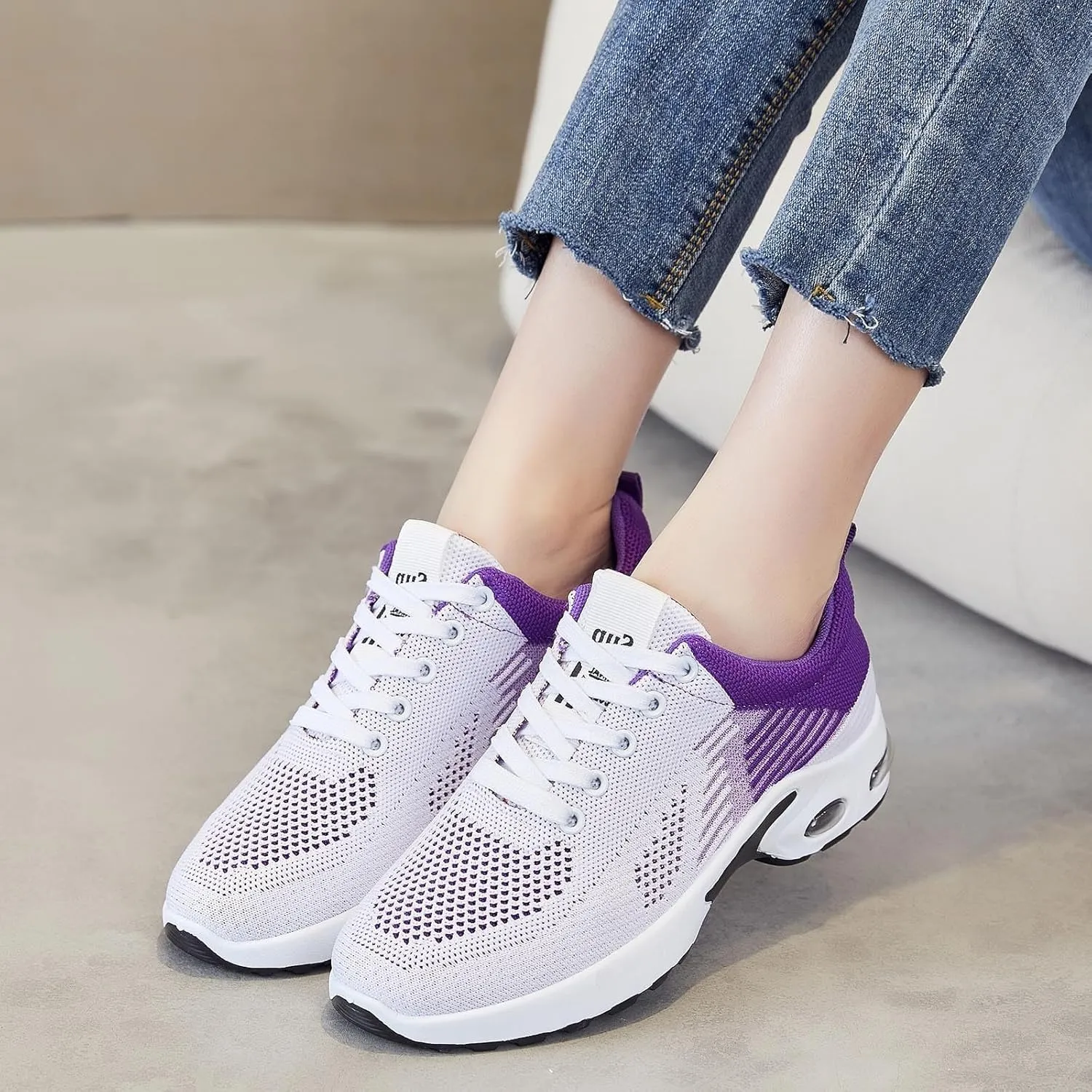Womens Sneakers Air Cushion Running Shoes Mens Lightweight Tennis Walking Shoes Mesh Breathable Gym Work Fashion Sneakers Training Comfortable Walking Shoe Non Slip Workout Casual Sport Shoe