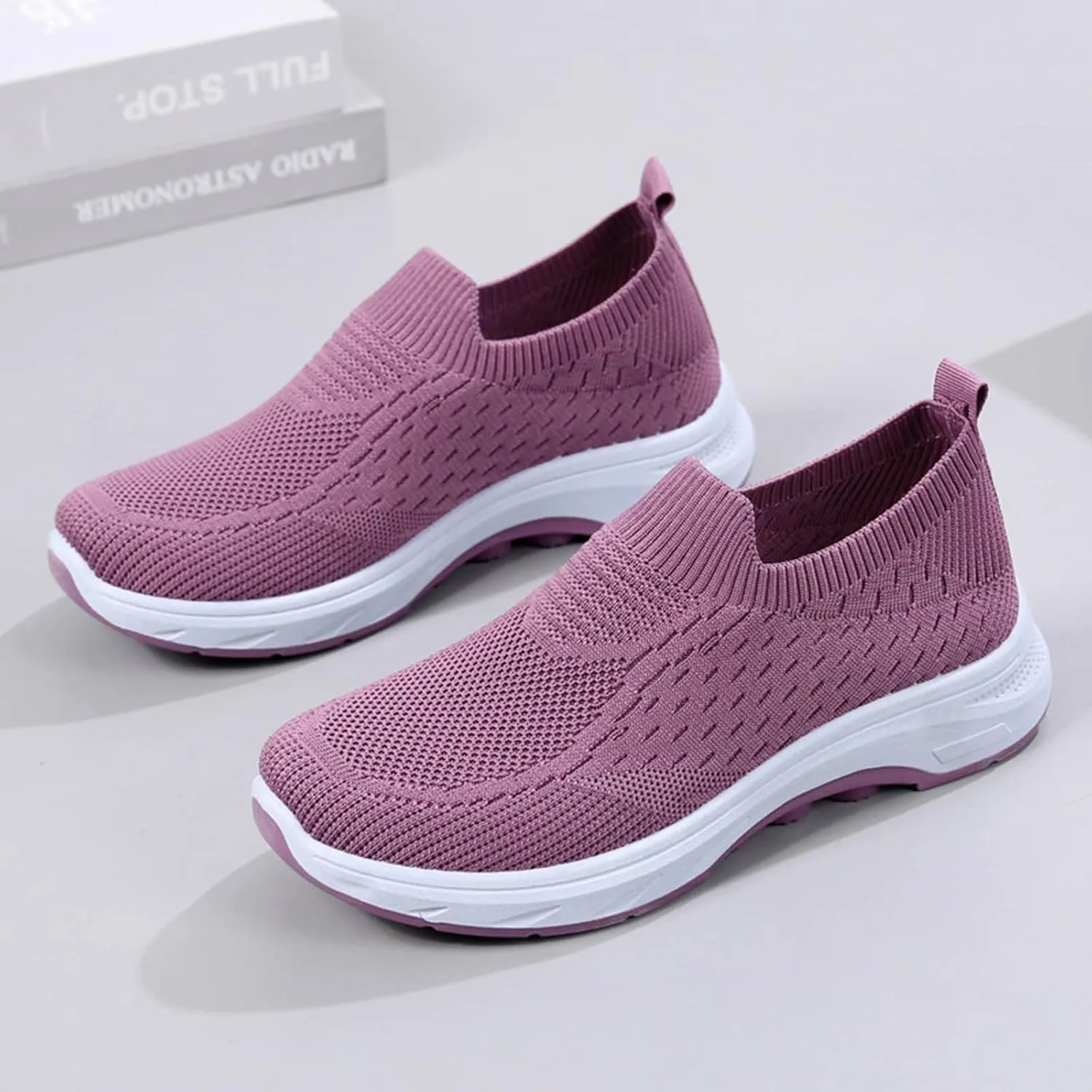 Women's Sneakers Non Slip Thick Bottom Sneakers Fashionable Breathable Mesh Shoes Stretch Minimalist Shoes