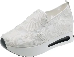 Womens Sneakers Platform Fashion Slip On Walking Shoes Fashion Embroidery Floral Mesh Comfort Shoes Breathable Walking Work Shoe Comfortable Casual Sole Sneaker