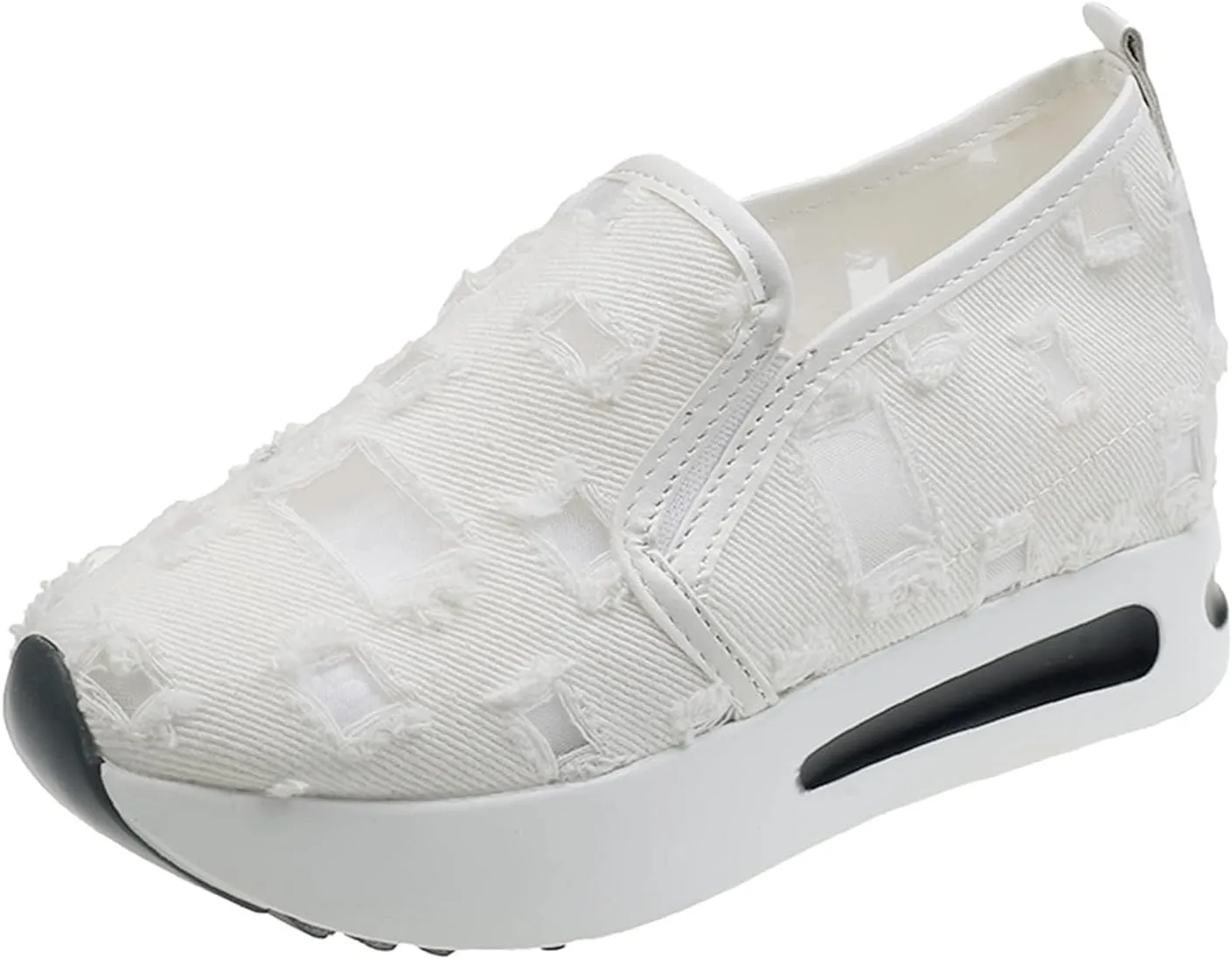 Womens Sneakers Platform Fashion Slip On Walking Shoes Fashion Embroidery Floral Mesh Comfort Shoes Breathable Walking Work Shoe Comfortable Casual Sole Sneaker