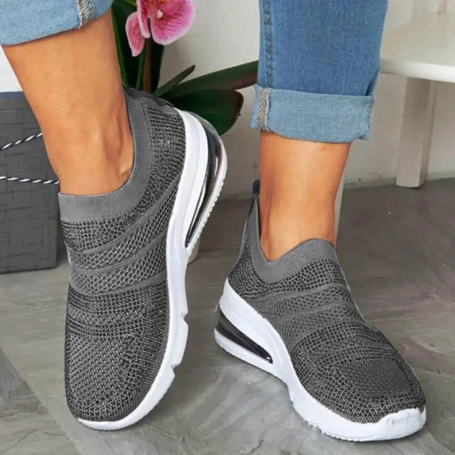 Womens Sneakers Size 11 Wide Width Zapatos De Trabajo para Mujeres Confortables Black Leather Non Slip Tennis Shoes Women Casual Sneakers for Women Outdoor Trainers Comfy Winter Dress Shoes for Women