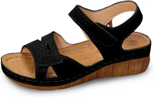 Women's Summer Fashion Leather Sandals Breathable Comfortable Lightweight Shoes Sandal Low Heel