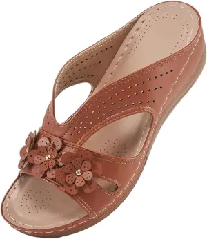 Women's Summer Sandals Wedge Slip On Comfortable Slides Footbed Shoes Dressy Summer Lightweight Platform Sandals Orthopedic Comfortable Open Toe Sandal
