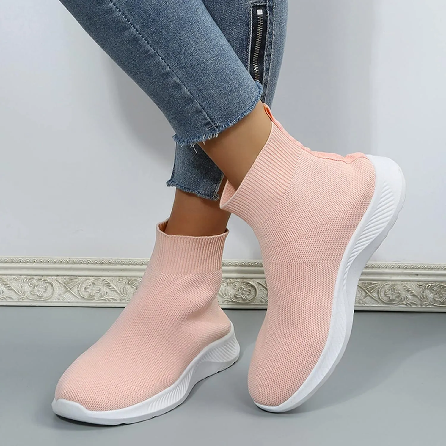 Womens Tennis Shoes 7.5 Slip On Zapatos para Mujer Comodos Women's Running Shoes Black Sole Black Casual Sneakers for Women Platform Women Orthopedic Sneakers Walking
