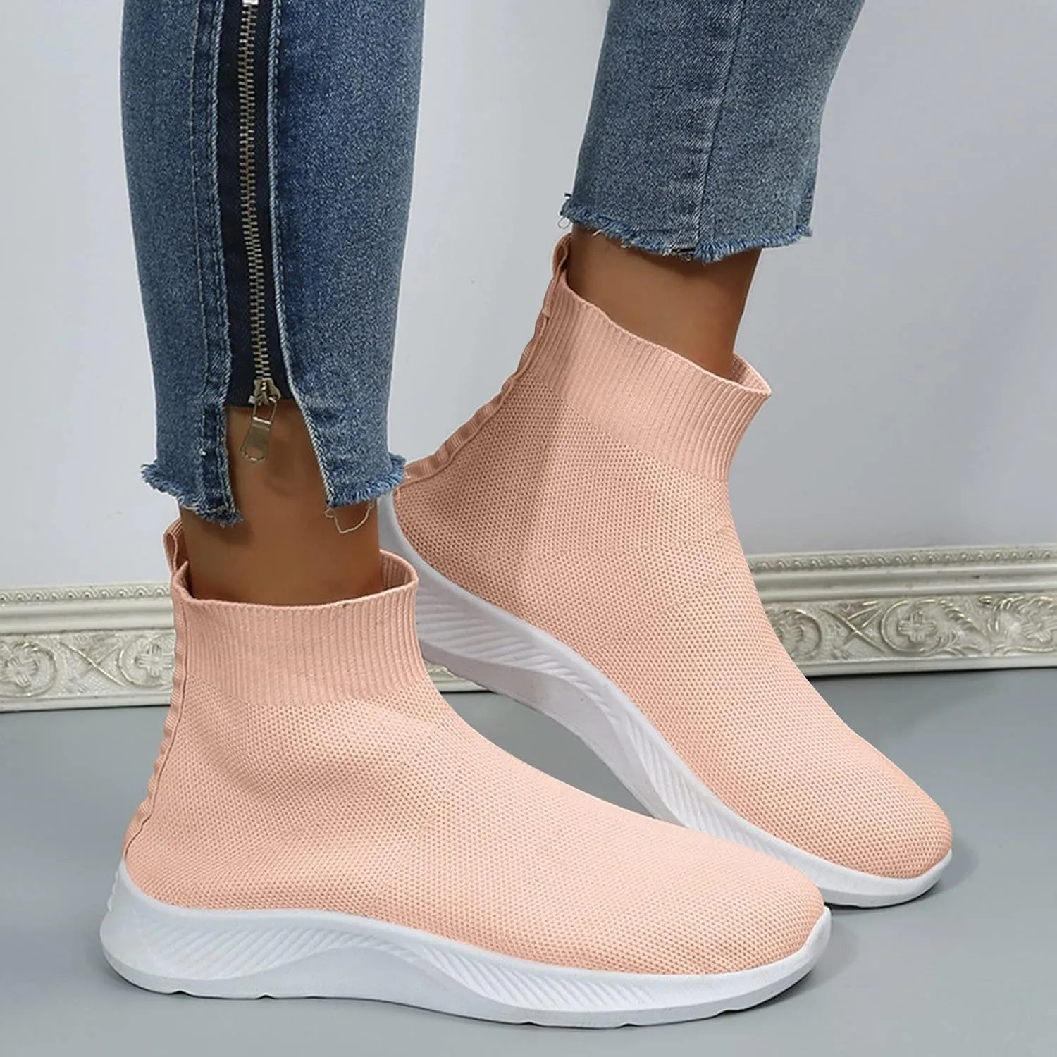 Womens Tennis Shoes 7.5 Slip On Zapatos para Mujer Comodos Women's Running Shoes Black Sole Black Casual Sneakers for Women Platform Women Orthopedic Sneakers Walking