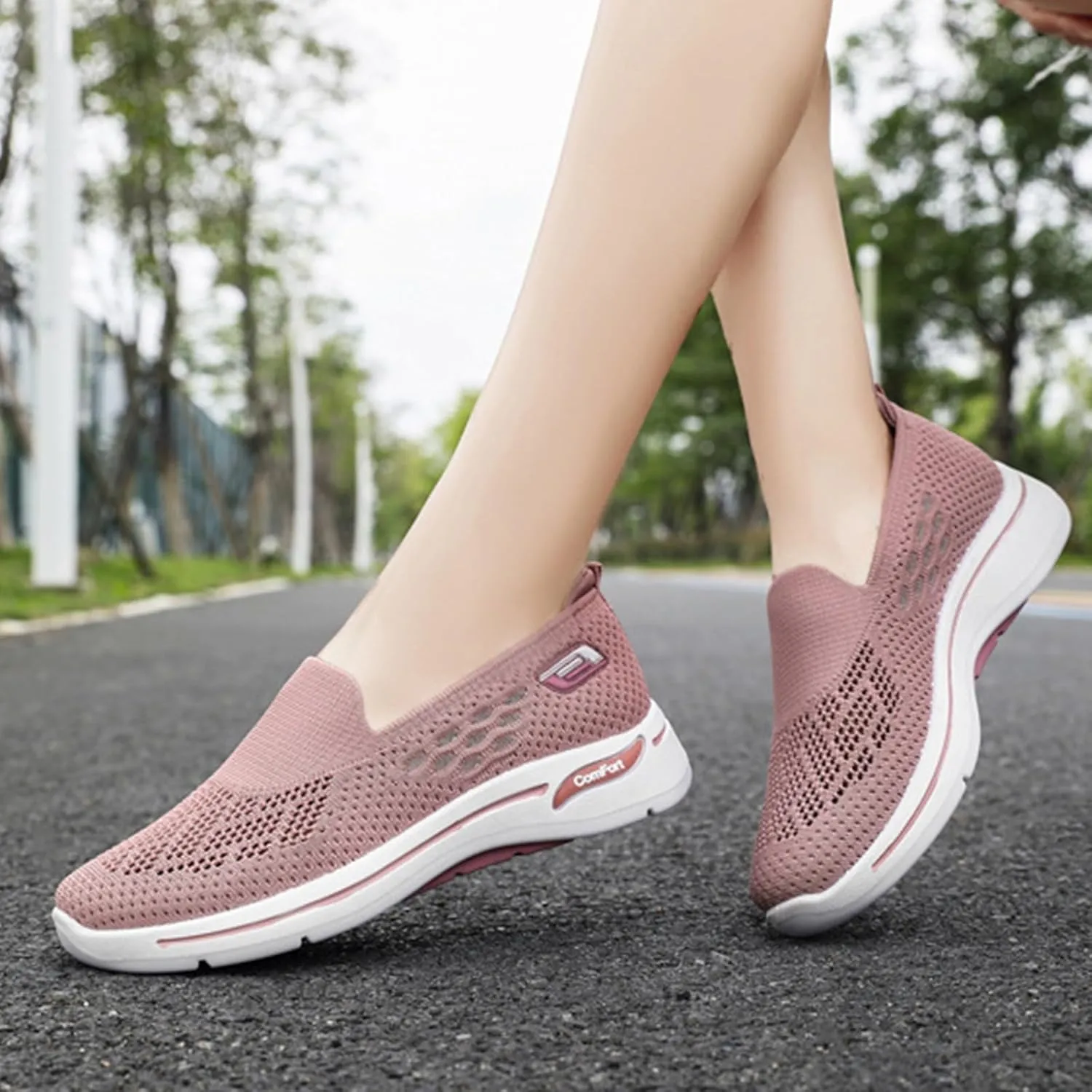 Womens Walking Shoes Comfortable Casual Ladies Athletic Shoes Casual Slip on Shoe Summer Running Sneakers Comfortable Breathable Non Slip Work Sneakers Running Jogging Sneaker