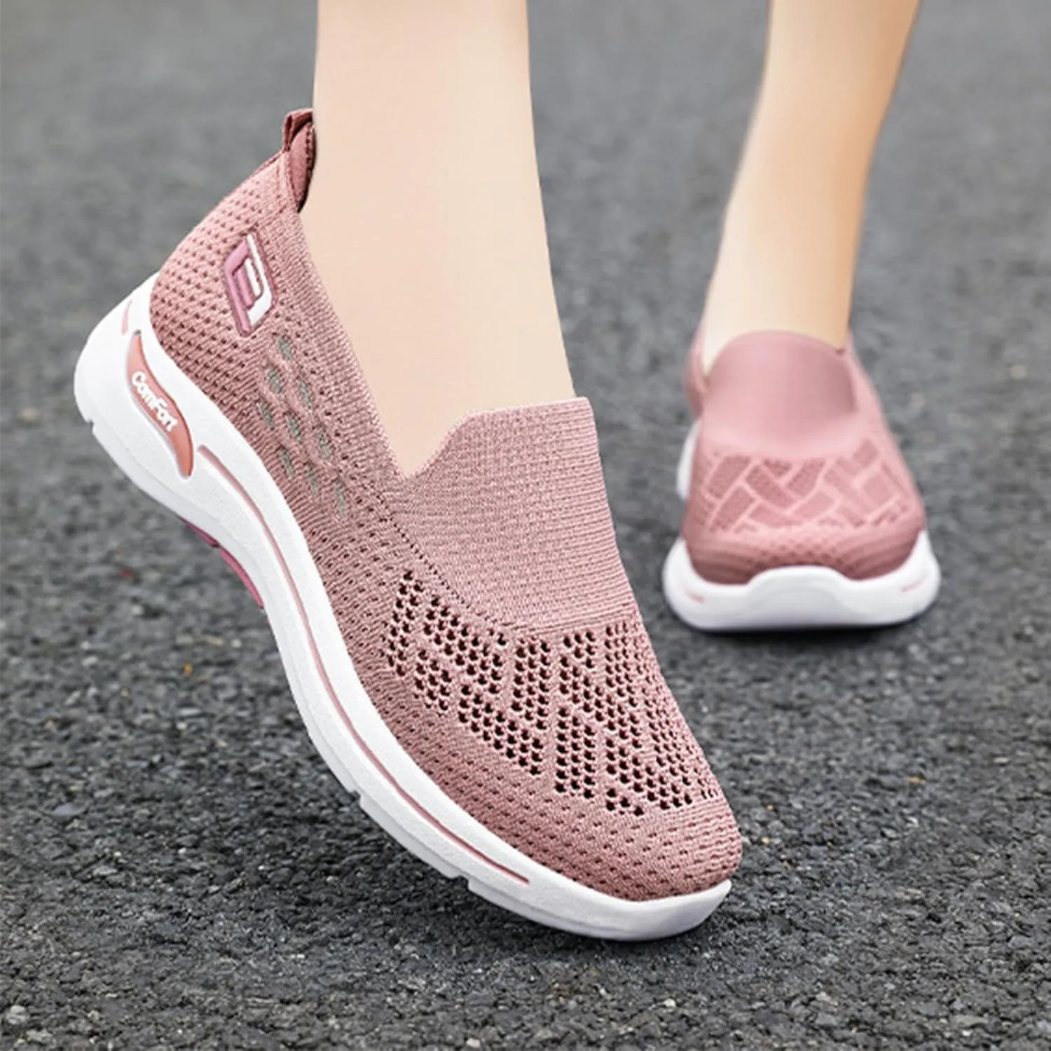 Womens Walking Shoes Comfortable Casual Ladies Athletic Shoes Casual Slip on Shoe Summer Running Sneakers Comfortable Breathable Non Slip Work Sneakers Running Jogging Sneaker
