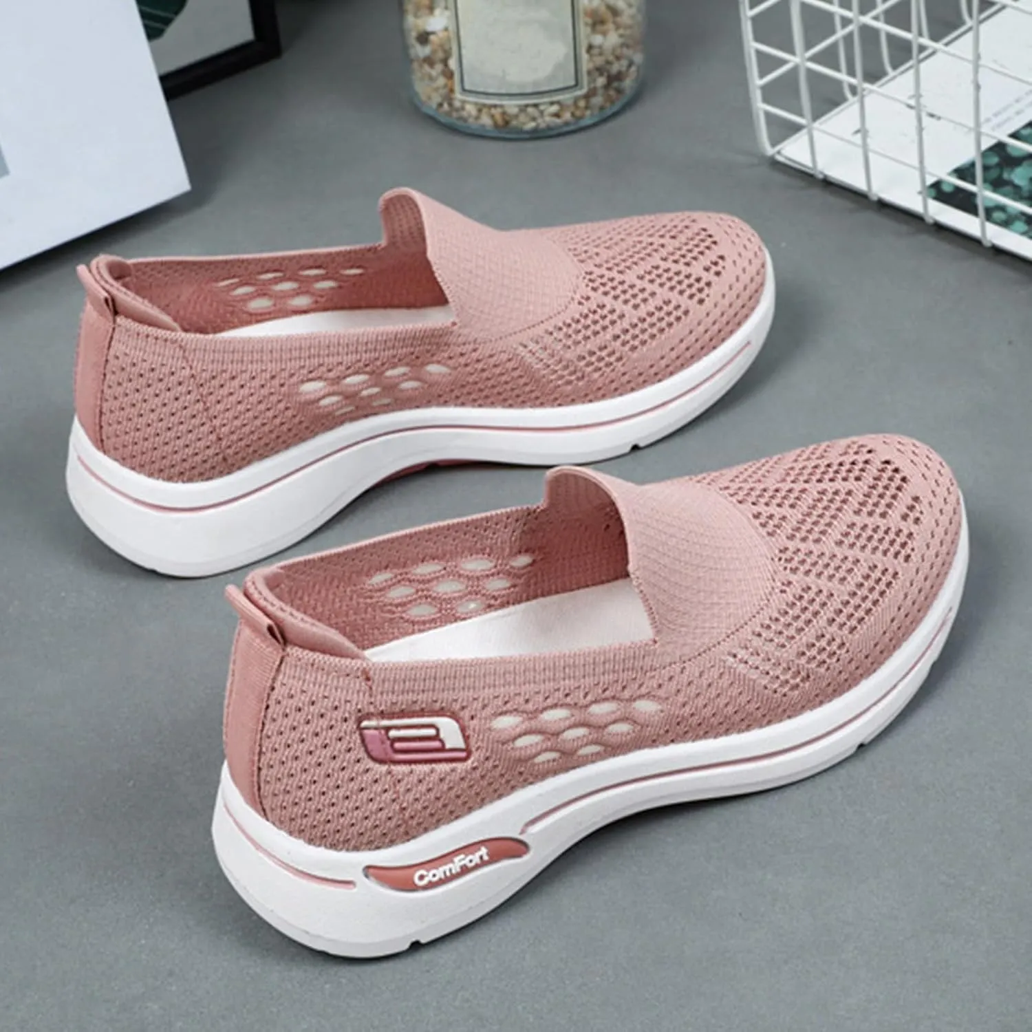 Womens Walking Shoes Comfortable Casual Ladies Athletic Shoes Casual Slip on Shoe Summer Running Sneakers Comfortable Breathable Non Slip Work Sneakers Running Jogging Sneaker