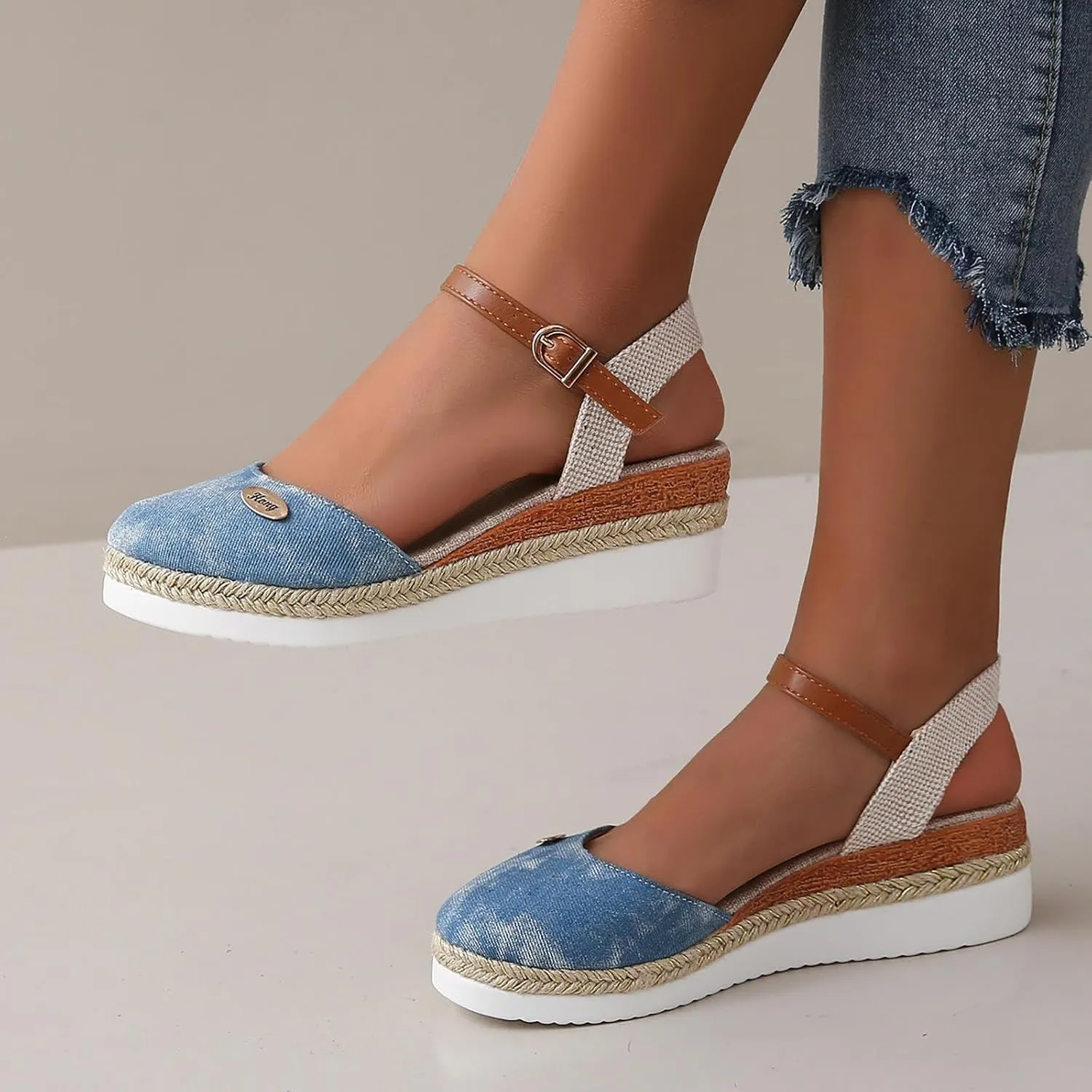 Womens Wedge Heel Sandals Open Toe Ankle Strap Dressy Summer Shoes Comfortable Platform Slides for Casual Beach Walking Outdoor Vacation Orthopedic Shoes for Women
