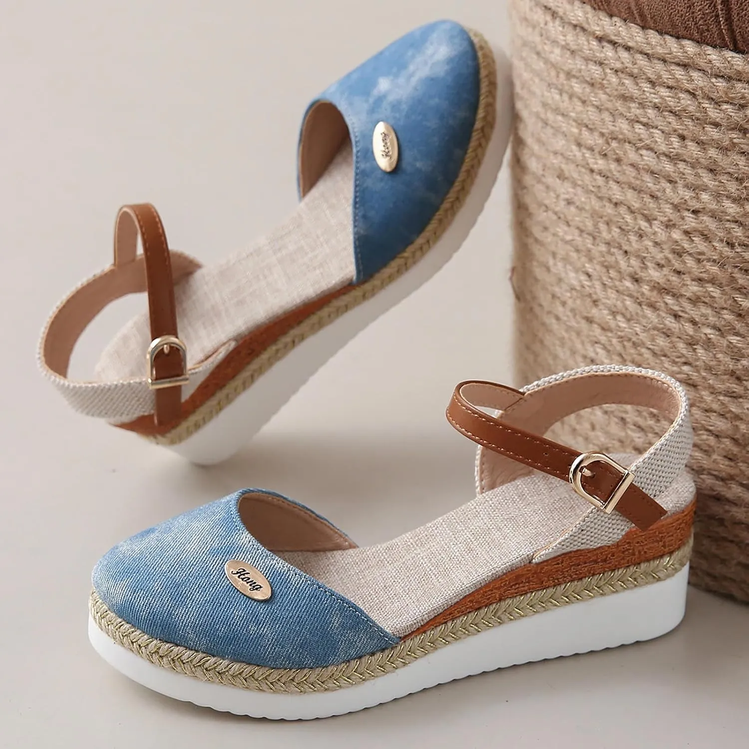 Womens Wedge Heel Sandals Open Toe Ankle Strap Dressy Summer Shoes Comfortable Platform Slides for Casual Beach Walking Outdoor Vacation Orthopedic Shoes for Women