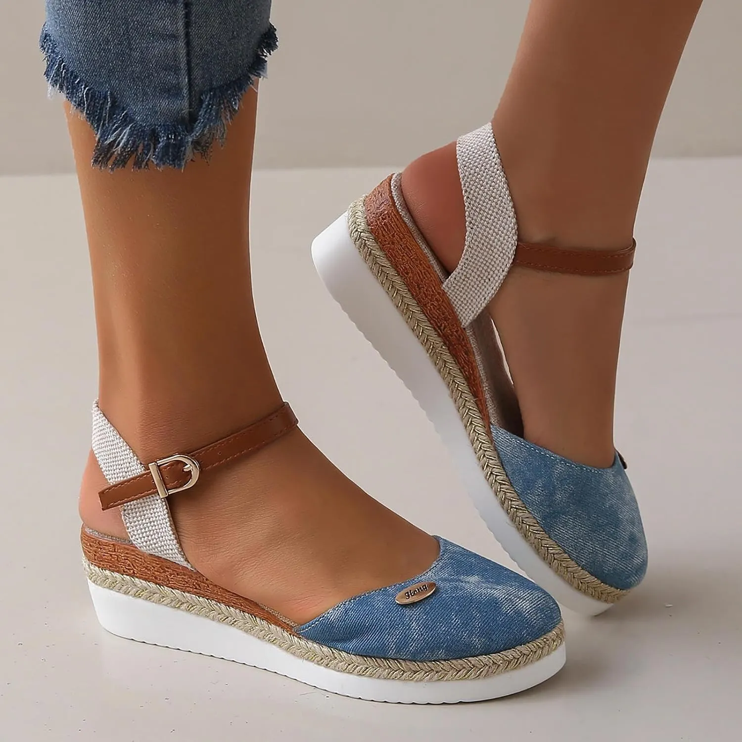 Womens Wedge Heel Sandals Open Toe Ankle Strap Dressy Summer Shoes Comfortable Platform Slides for Casual Beach Walking Outdoor Vacation Orthopedic Shoes for Women