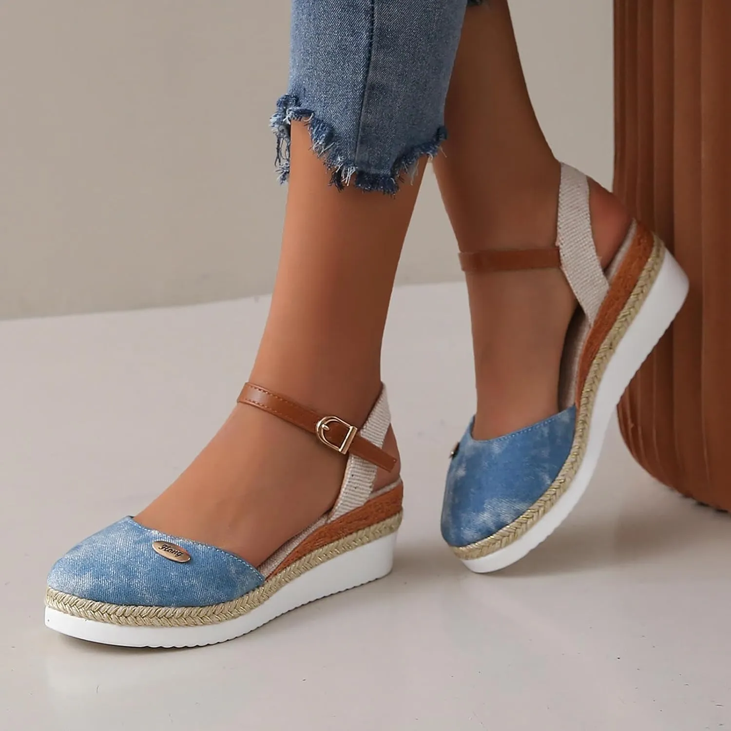 Womens Wedge Heel Sandals Open Toe Ankle Strap Dressy Summer Shoes Comfortable Platform Slides for Casual Beach Walking Outdoor Vacation Orthopedic Shoes for Women
