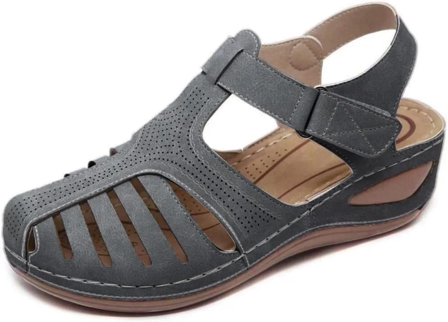 Women's White Platform Sandals, Closed Toe, Size 7