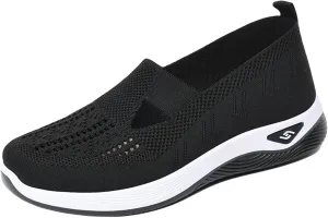 Womens Woven Orthopedic Breathable Arch Support Anti Skid Slip Sock Mesh Trainers Comfortable Casual Air Cushion Athletic Walking Running Jogging Sports Shoes