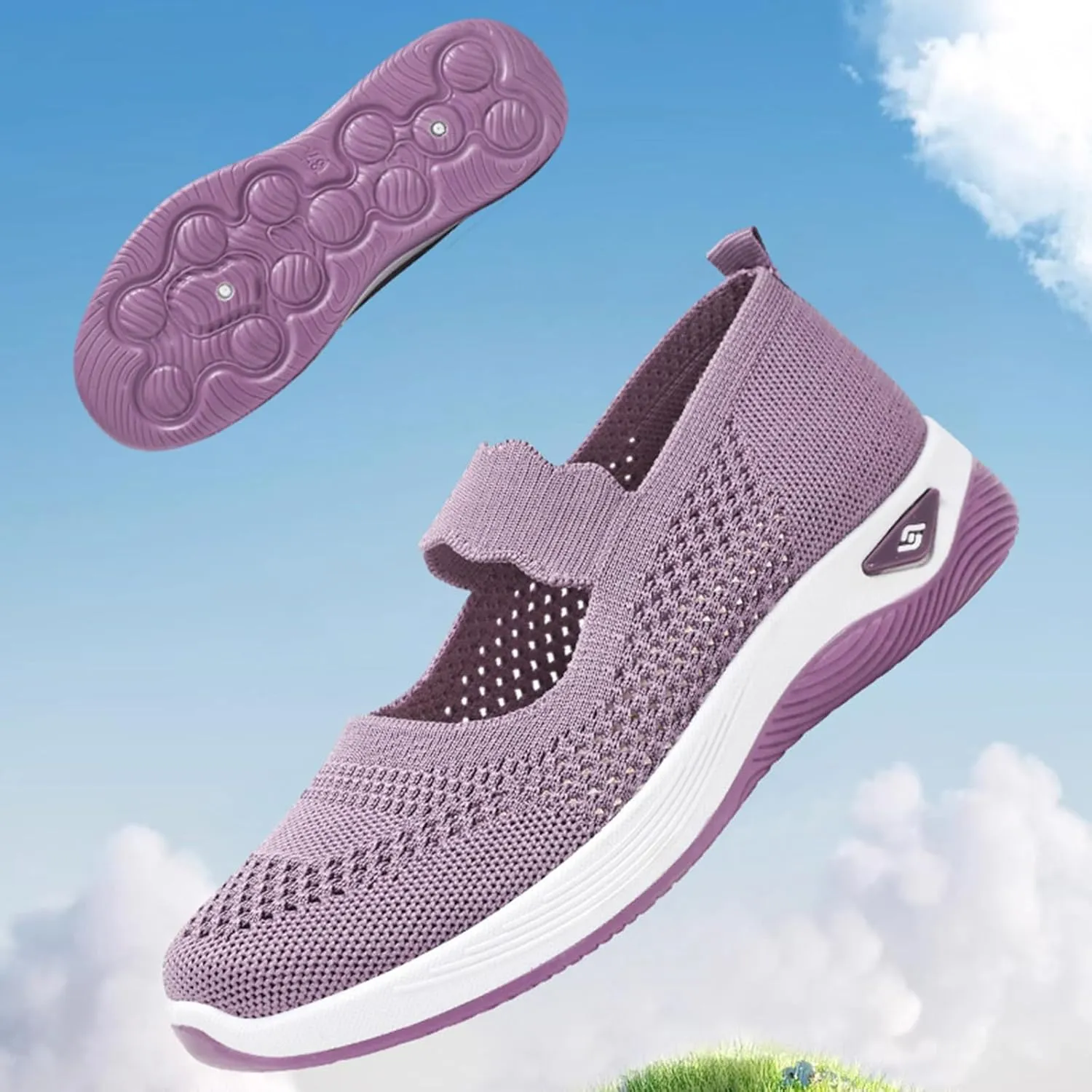 Women's Woven Orthopedic Breathable Soft Shoes Non Slip Food Service Lightweight Shoes Woven Mesh Breathable Soft Sneakers Slip On Arch Support Sneaker Wide Diabetic Footwear Shoe