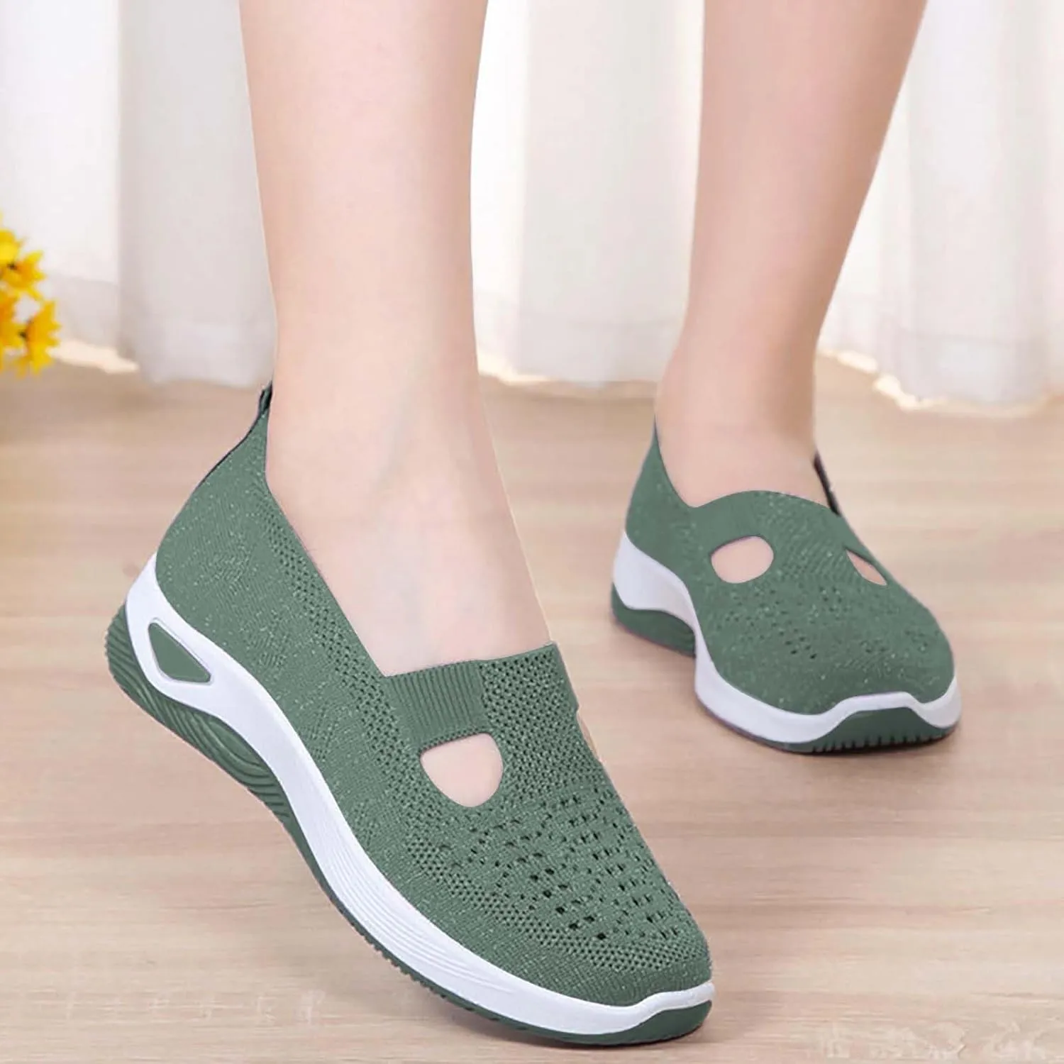 Women's Woven Orthopedic Breathable Soft Sole Slip On Shoes Women High Top Casual Black Shoes Dress Sneakers Black Tennis Shoe Loafers Dress Shoe