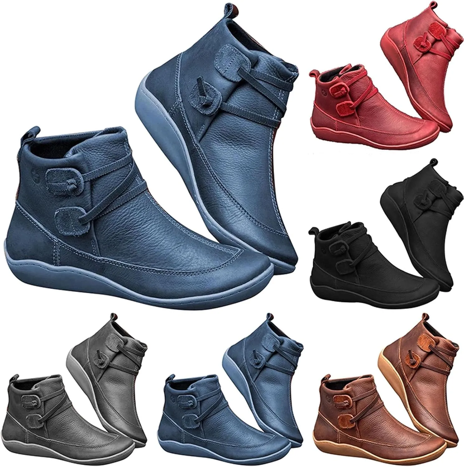 Work Boots for Women Ankle Wide Width Booties Women Womens Boots Ankle Low Heel Mens Casual Boot Solid Color Comfy Casual Pump Closed Toe Stacked Heel