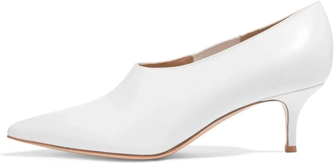YDN Women Pointed Toe Low Heel Kitten Office Pumps Slip on Low Cut Shoes